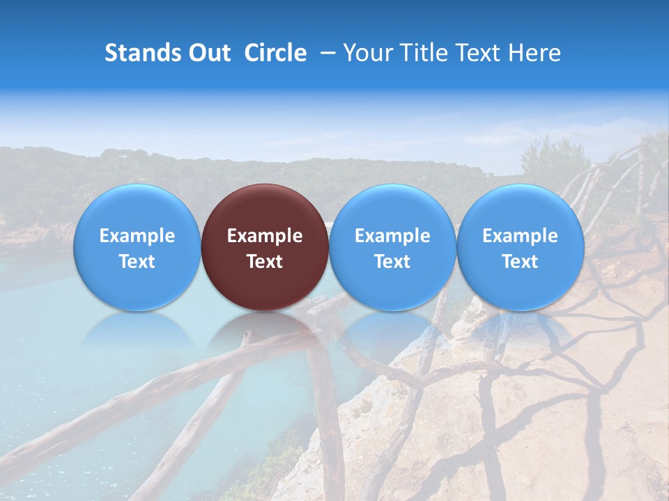 A View Of A Beach With Blue Water And Trees PowerPoint Template