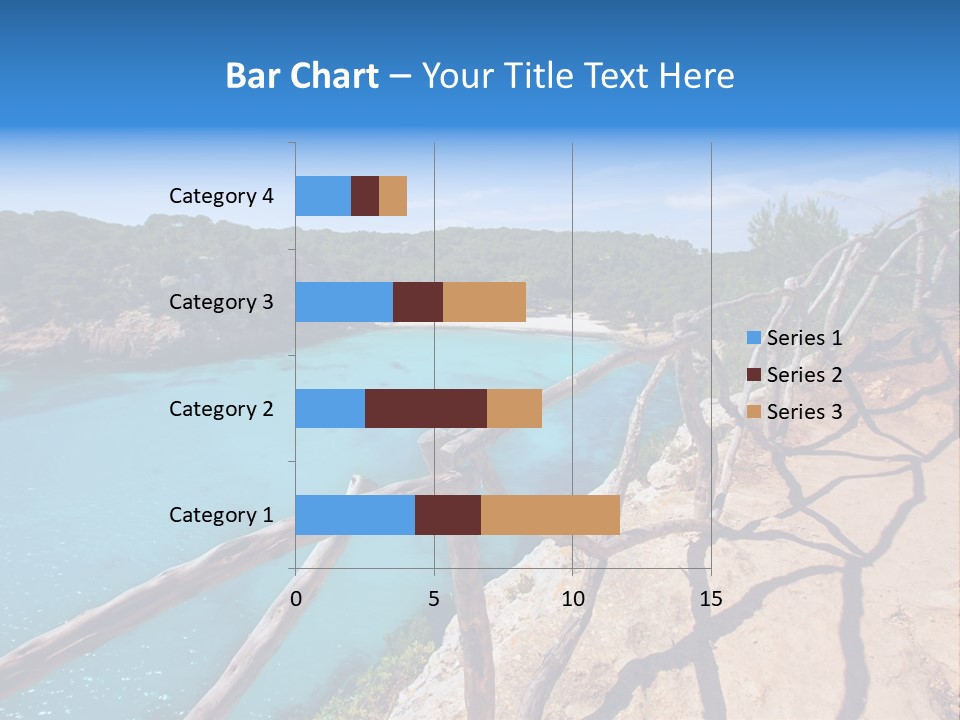 A View Of A Beach With Blue Water And Trees PowerPoint Template