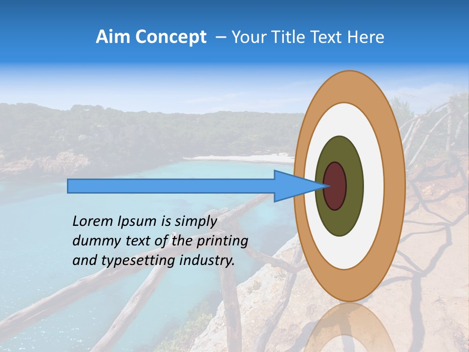 A View Of A Beach With Blue Water And Trees PowerPoint Template