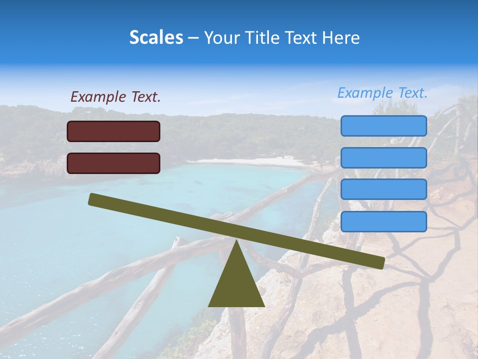 A View Of A Beach With Blue Water And Trees PowerPoint Template