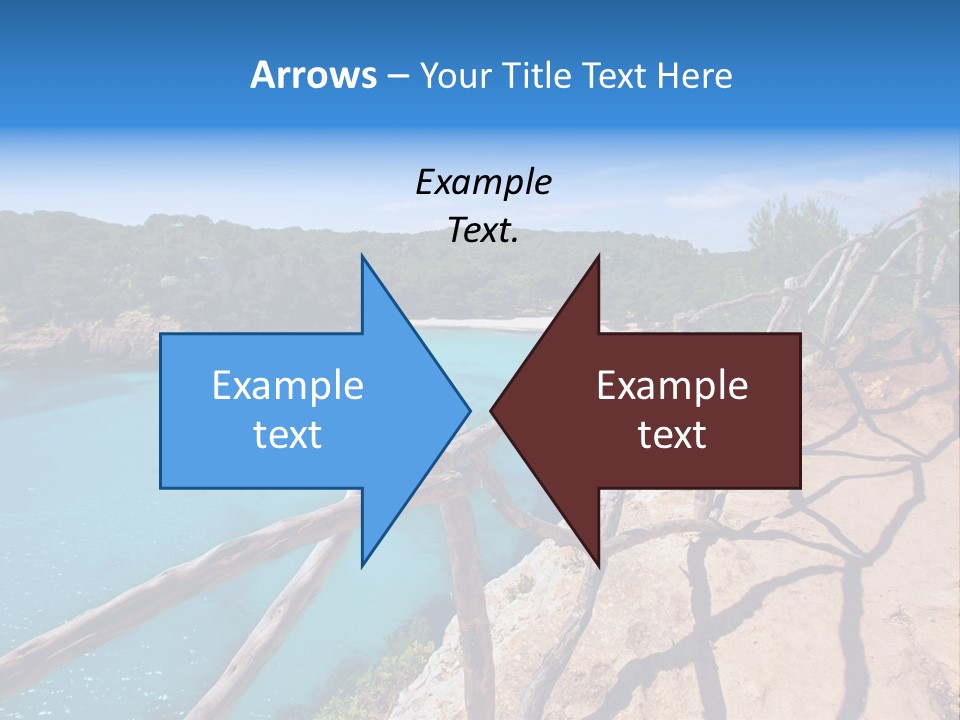 A View Of A Beach With Blue Water And Trees PowerPoint Template