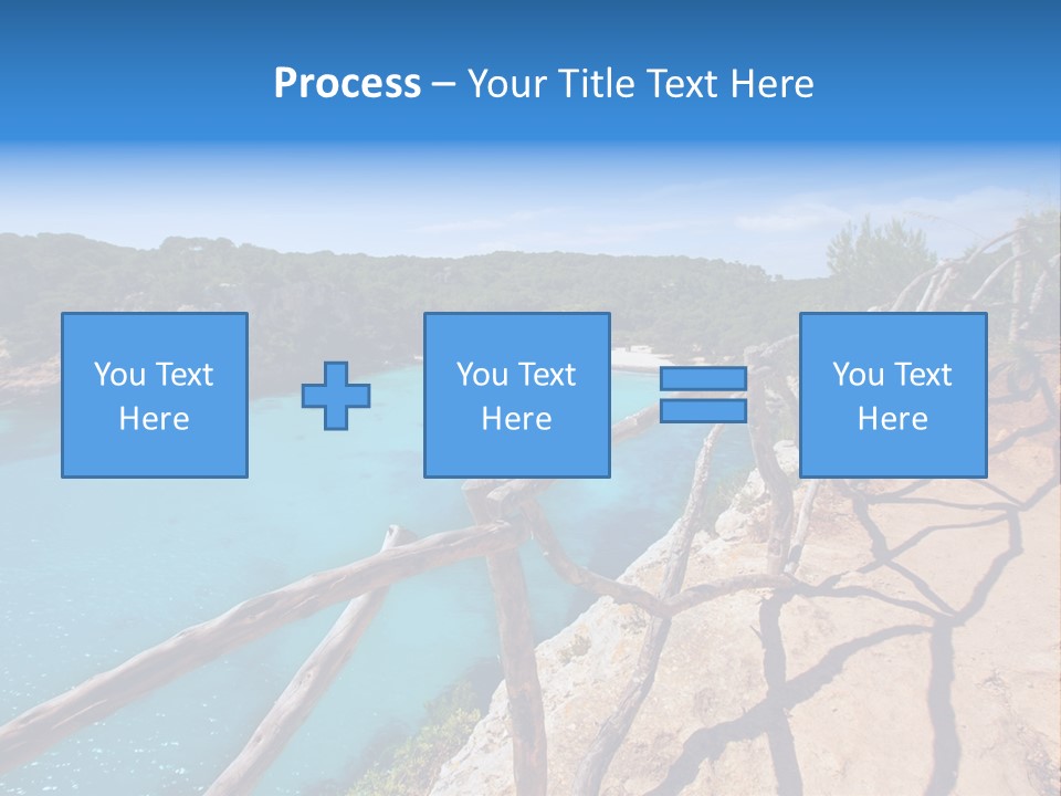 A View Of A Beach With Blue Water And Trees PowerPoint Template