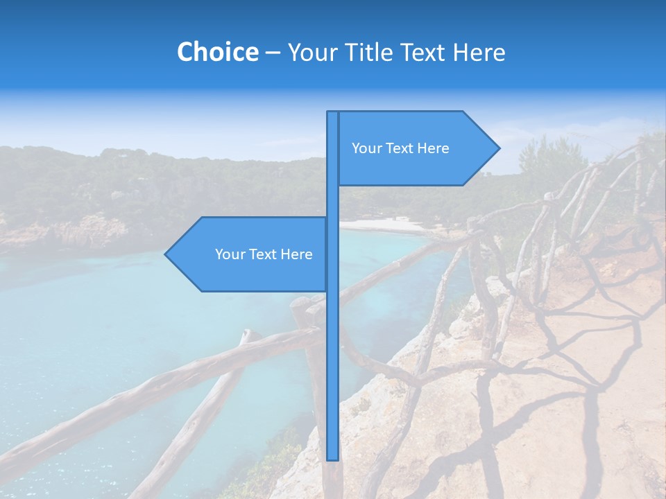 A View Of A Beach With Blue Water And Trees PowerPoint Template