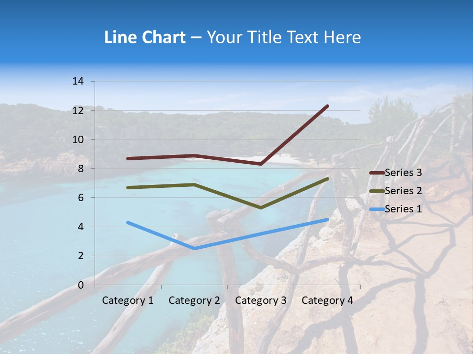 A View Of A Beach With Blue Water And Trees PowerPoint Template