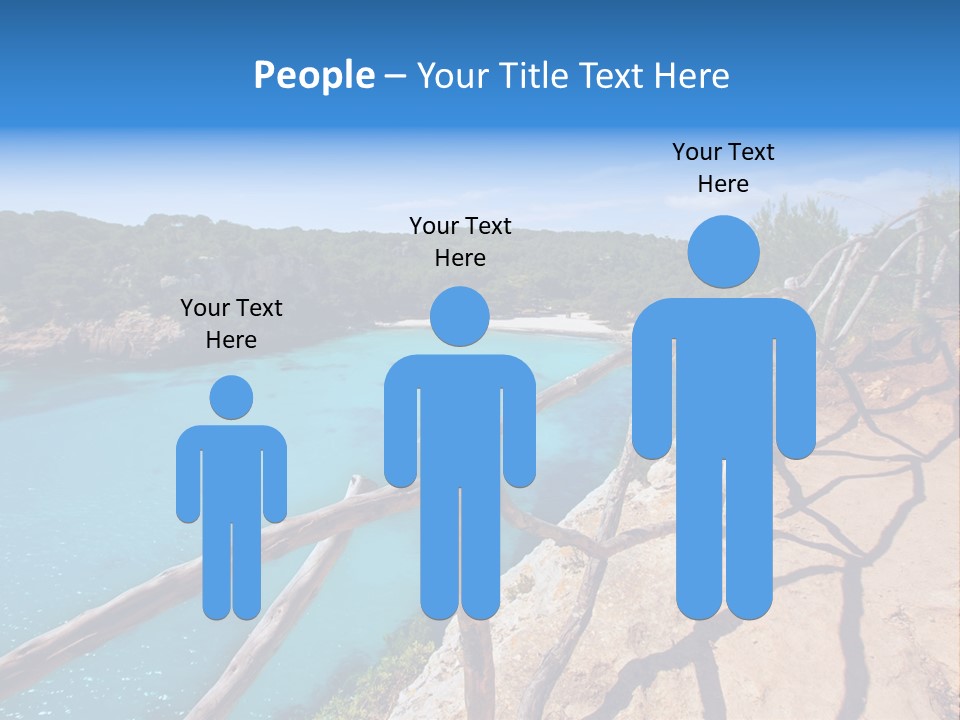 A View Of A Beach With Blue Water And Trees PowerPoint Template