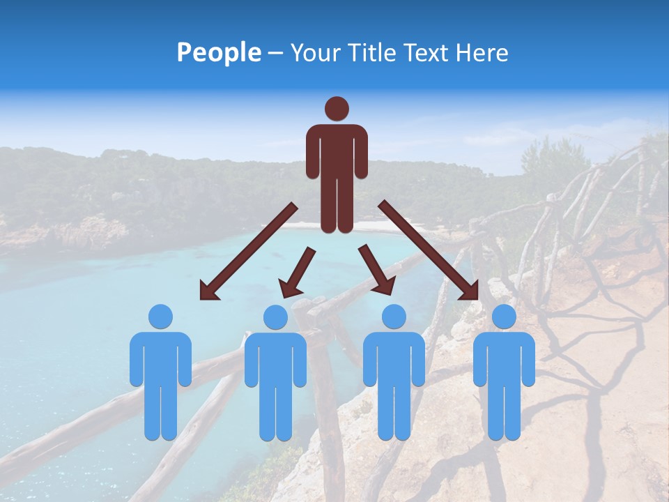 A View Of A Beach With Blue Water And Trees PowerPoint Template