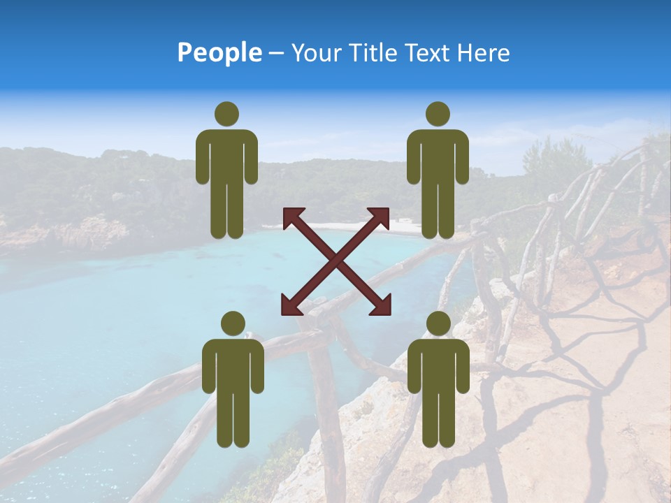 A View Of A Beach With Blue Water And Trees PowerPoint Template