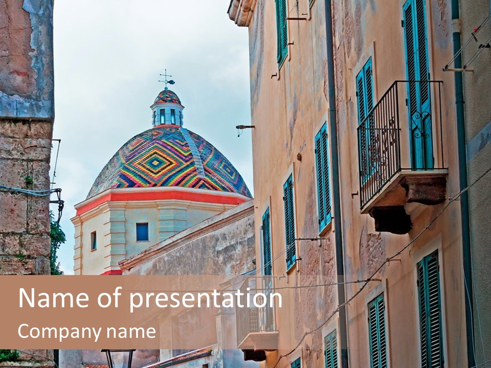 A Building With A Dome In The Middle Of It PowerPoint Template