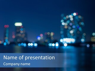 A City At Night With A Blurry Background PowerPoint Template