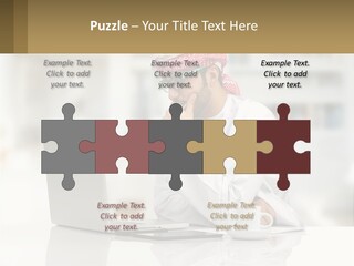 A Man Sitting In Front Of A Laptop Computer PowerPoint Template