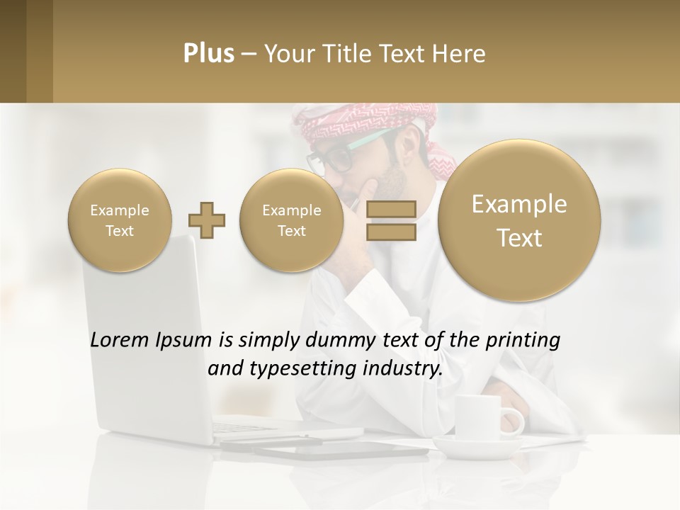 A Man Sitting In Front Of A Laptop Computer PowerPoint Template