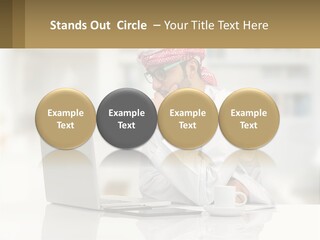 A Man Sitting In Front Of A Laptop Computer PowerPoint Template