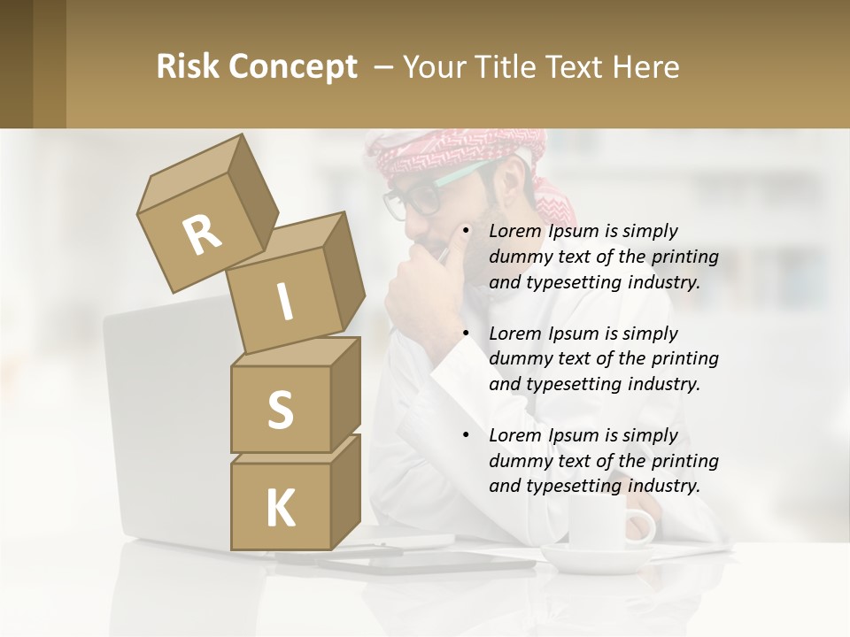 A Man Sitting In Front Of A Laptop Computer PowerPoint Template