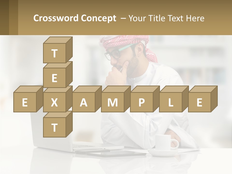 A Man Sitting In Front Of A Laptop Computer PowerPoint Template