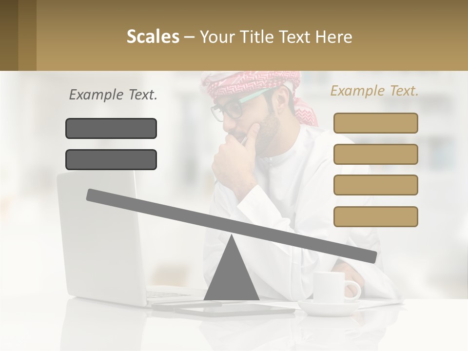 A Man Sitting In Front Of A Laptop Computer PowerPoint Template