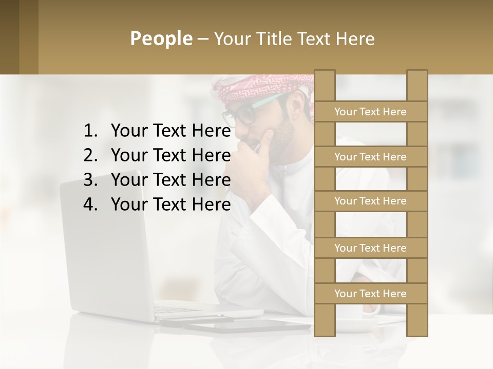 A Man Sitting In Front Of A Laptop Computer PowerPoint Template