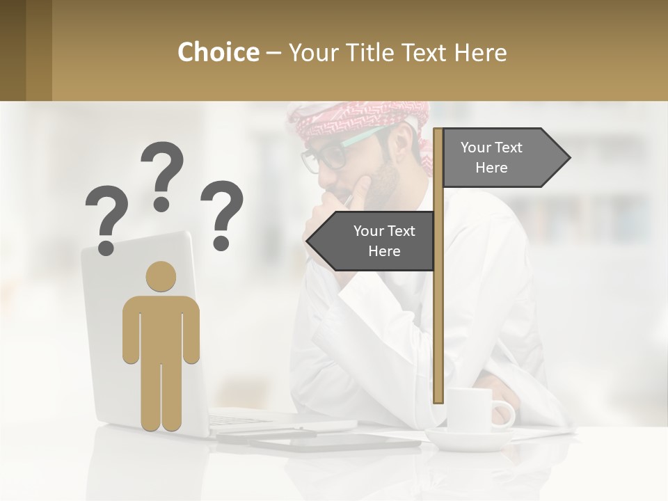 A Man Sitting In Front Of A Laptop Computer PowerPoint Template