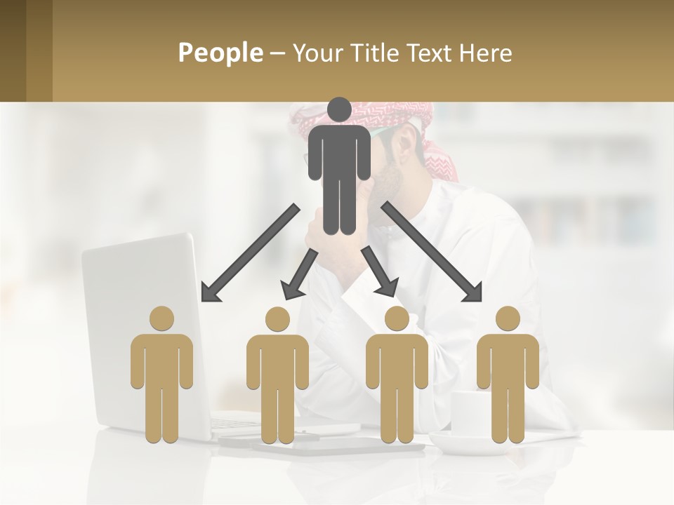 A Man Sitting In Front Of A Laptop Computer PowerPoint Template