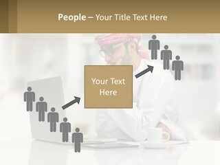 A Man Sitting In Front Of A Laptop Computer PowerPoint Template