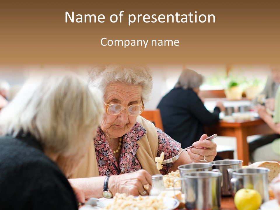 A Group Of People Sitting At A Table Eating Food PowerPoint Template