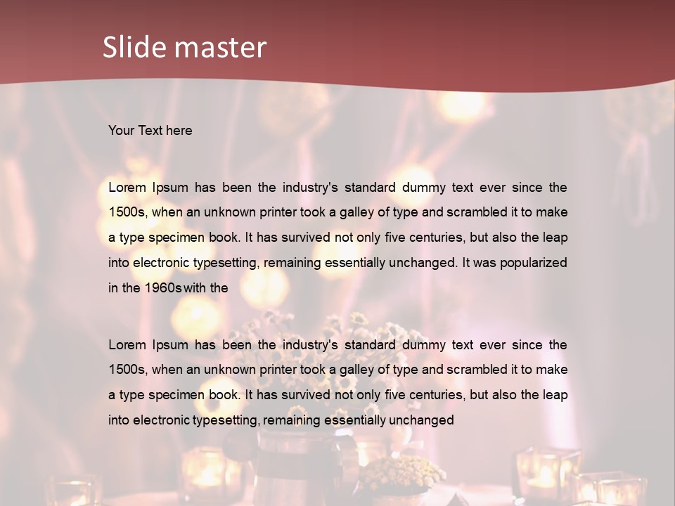 A Table Topped With Candles And A Vase Filled With Flowers PowerPoint Template