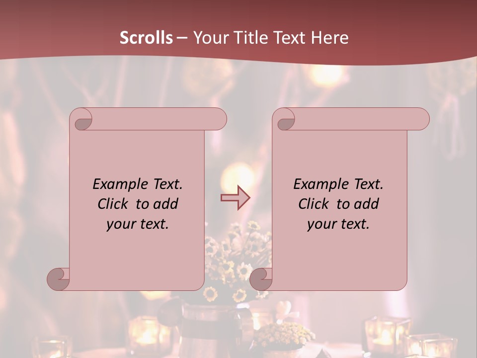 A Table Topped With Candles And A Vase Filled With Flowers PowerPoint Template