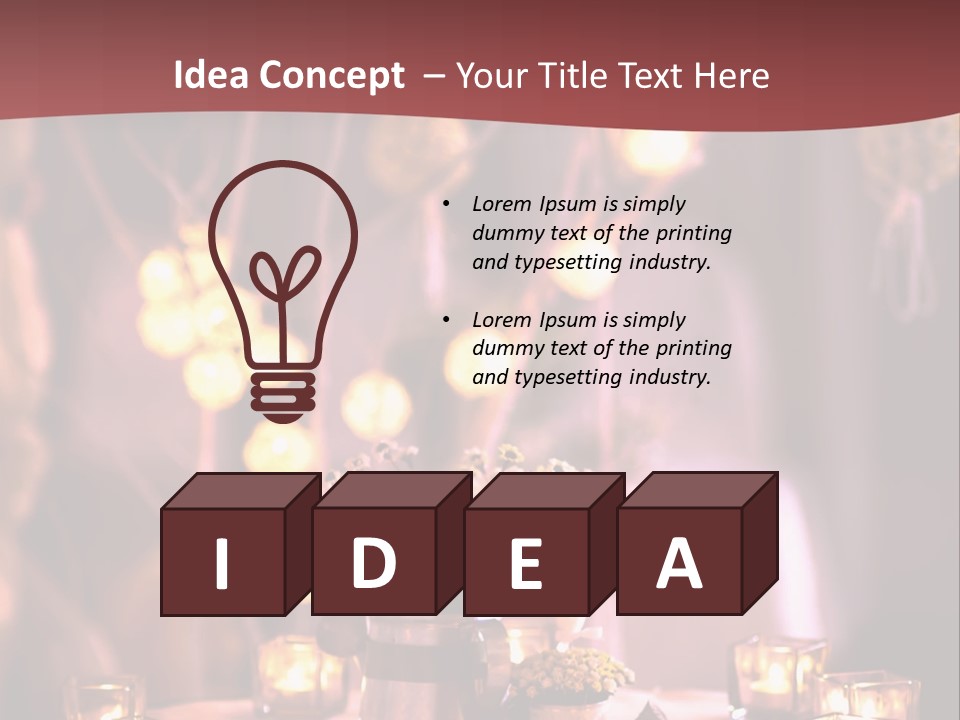 A Table Topped With Candles And A Vase Filled With Flowers PowerPoint Template