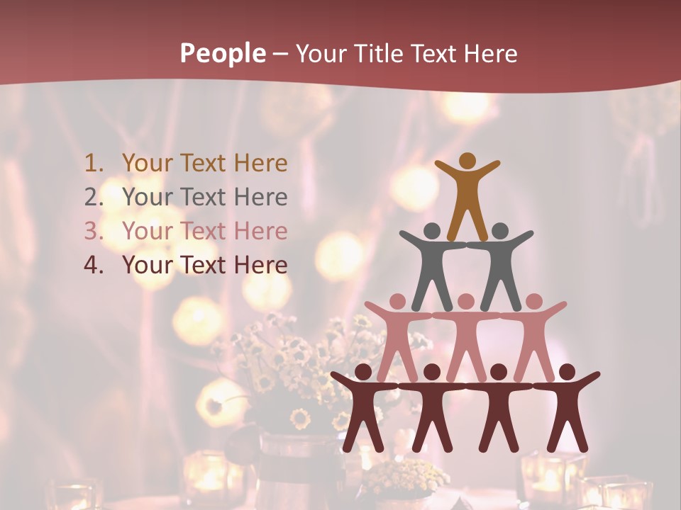 A Table Topped With Candles And A Vase Filled With Flowers PowerPoint Template