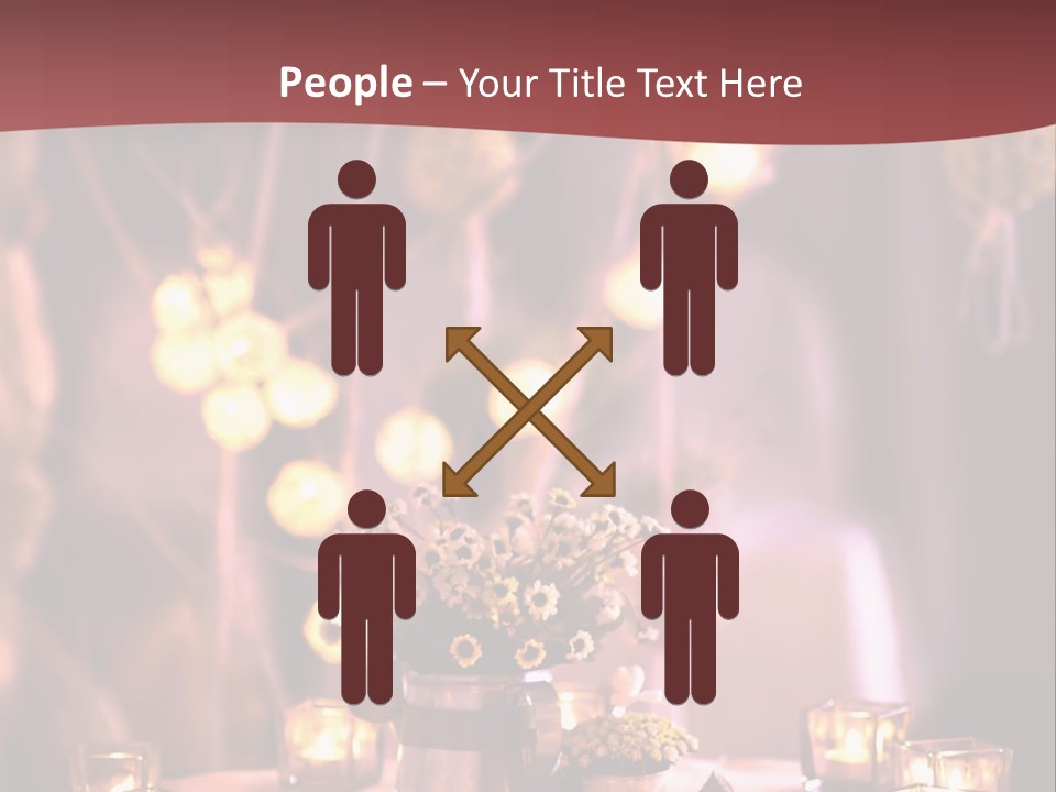 A Table Topped With Candles And A Vase Filled With Flowers PowerPoint Template