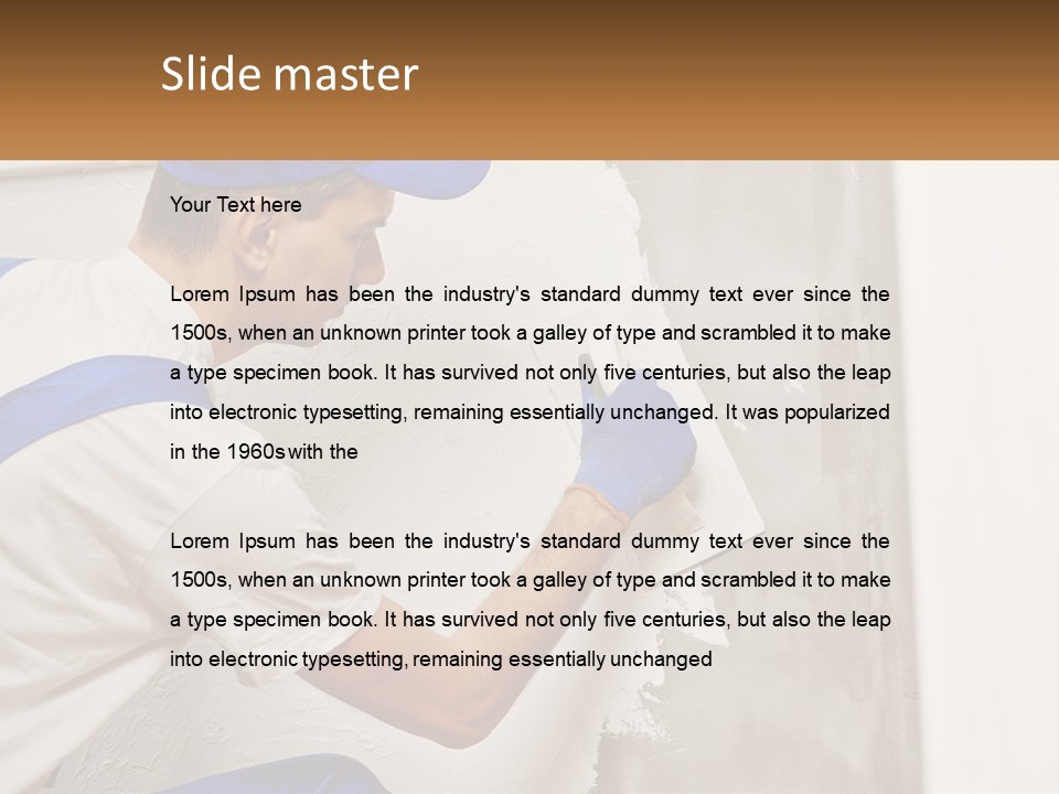 A Man In A Blue Hat And Blue Gloves Painting A Wall PowerPoint Template