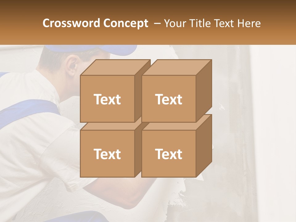 A Man In A Blue Hat And Blue Gloves Painting A Wall PowerPoint Template