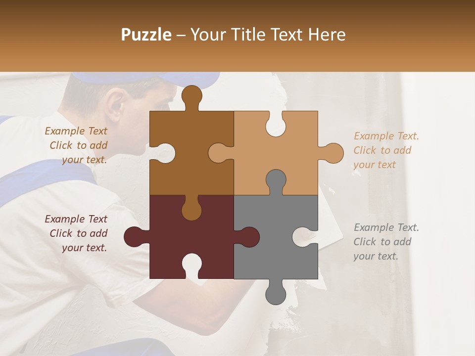 A Man In A Blue Hat And Blue Gloves Painting A Wall PowerPoint Template