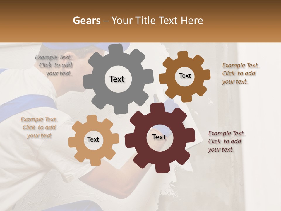 A Man In A Blue Hat And Blue Gloves Painting A Wall PowerPoint Template