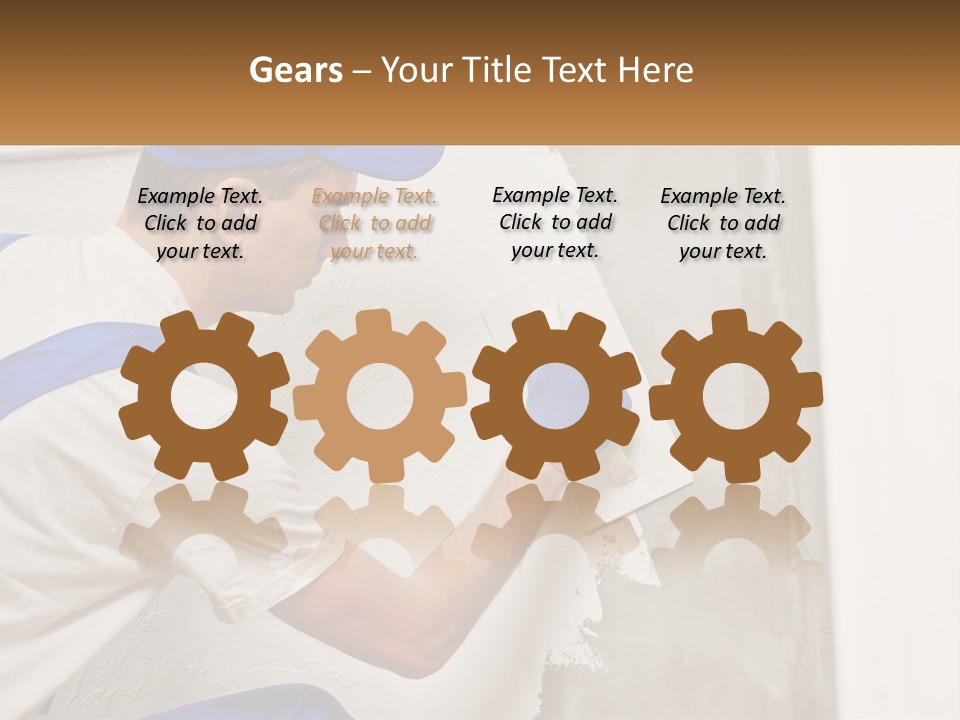 A Man In A Blue Hat And Blue Gloves Painting A Wall PowerPoint Template