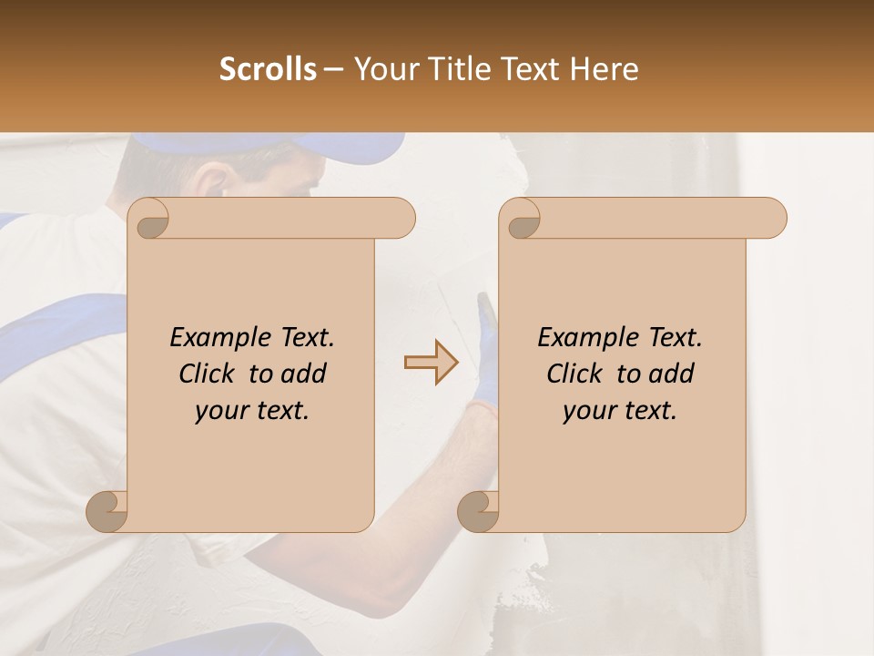 A Man In A Blue Hat And Blue Gloves Painting A Wall PowerPoint Template