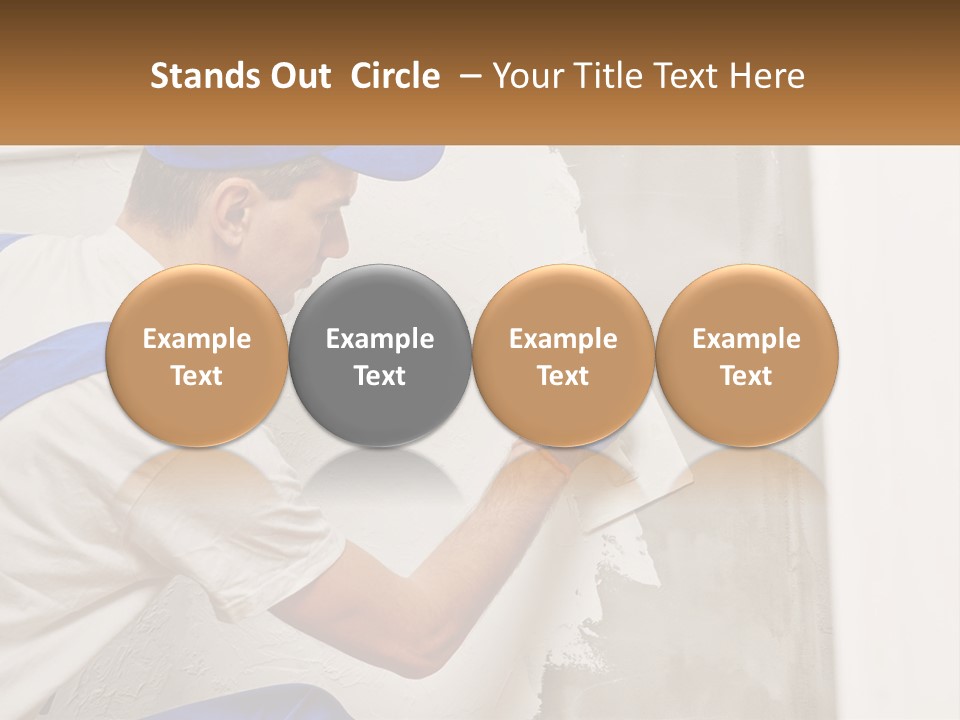 A Man In A Blue Hat And Blue Gloves Painting A Wall PowerPoint Template