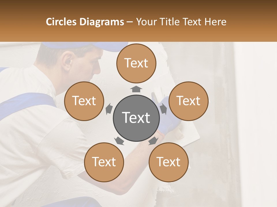 A Man In A Blue Hat And Blue Gloves Painting A Wall PowerPoint Template