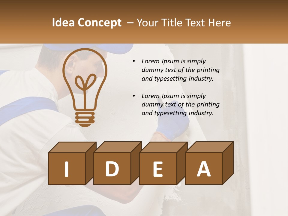 A Man In A Blue Hat And Blue Gloves Painting A Wall PowerPoint Template