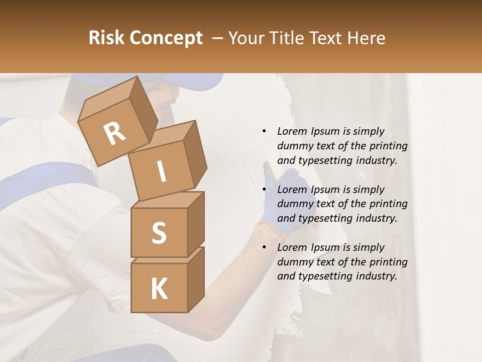 A Man In A Blue Hat And Blue Gloves Painting A Wall PowerPoint Template