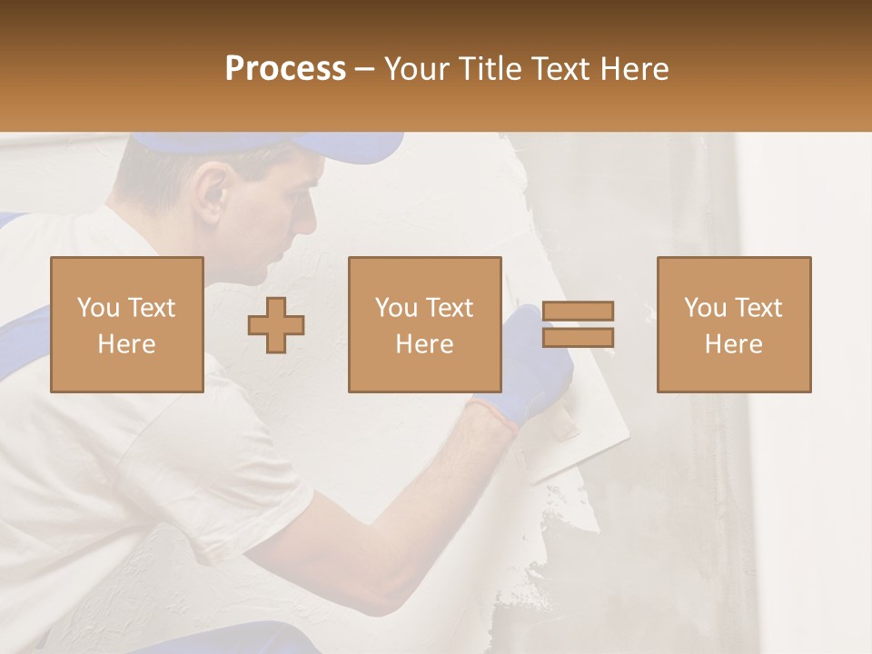 A Man In A Blue Hat And Blue Gloves Painting A Wall PowerPoint Template