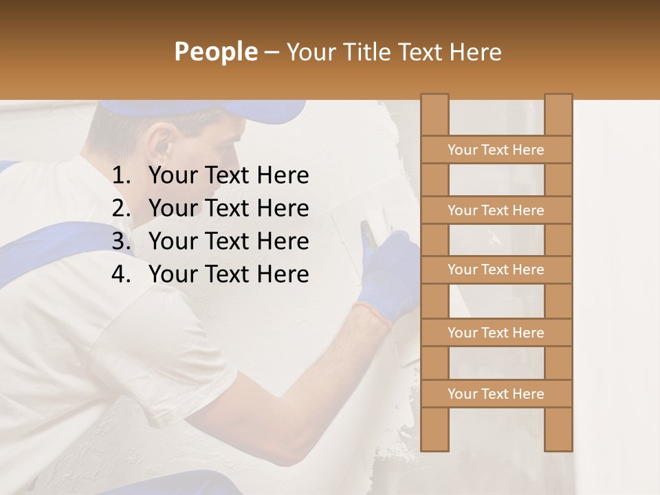 A Man In A Blue Hat And Blue Gloves Painting A Wall PowerPoint Template