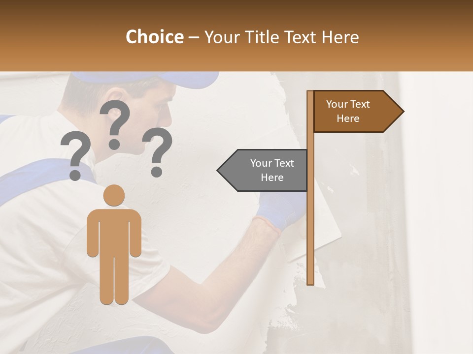 A Man In A Blue Hat And Blue Gloves Painting A Wall PowerPoint Template