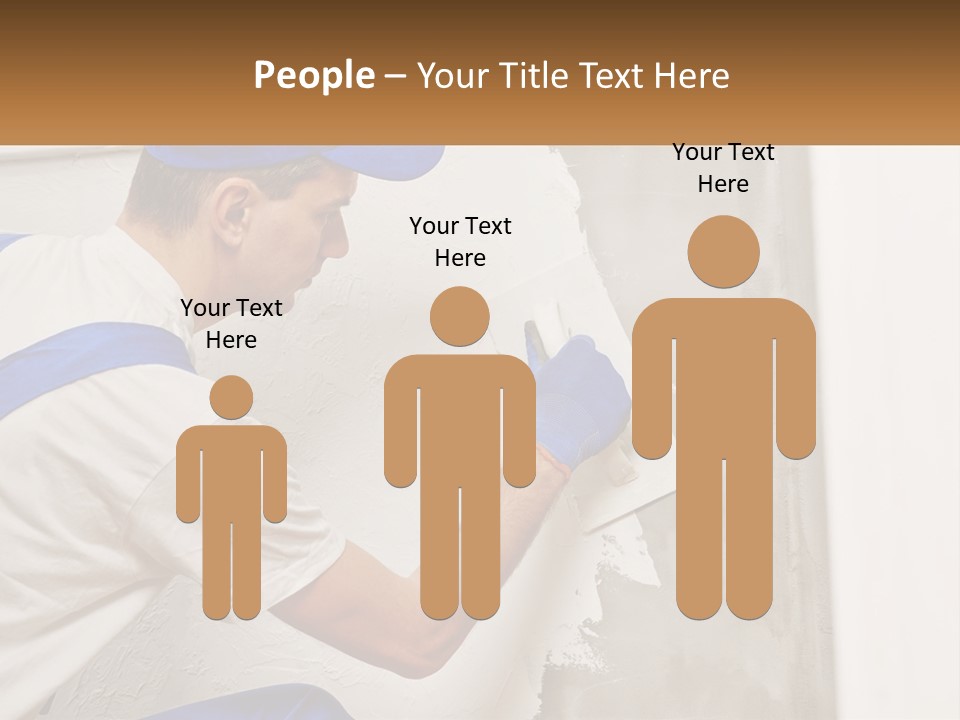 A Man In A Blue Hat And Blue Gloves Painting A Wall PowerPoint Template