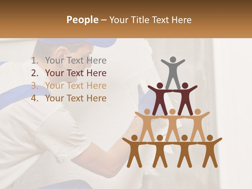 A Man In A Blue Hat And Blue Gloves Painting A Wall PowerPoint Template