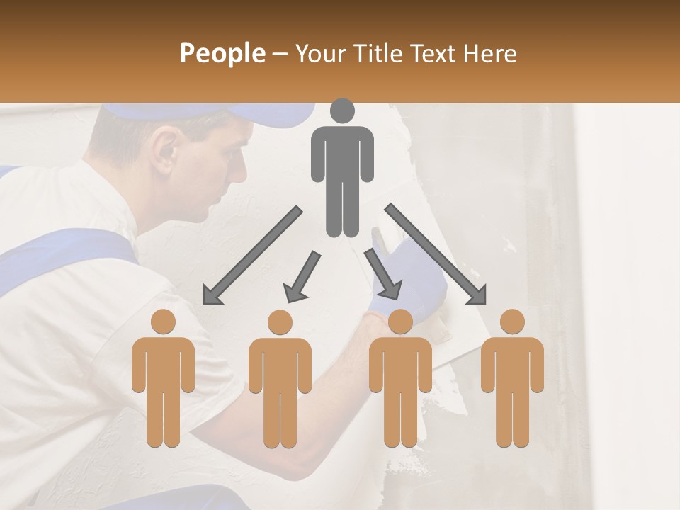 A Man In A Blue Hat And Blue Gloves Painting A Wall PowerPoint Template