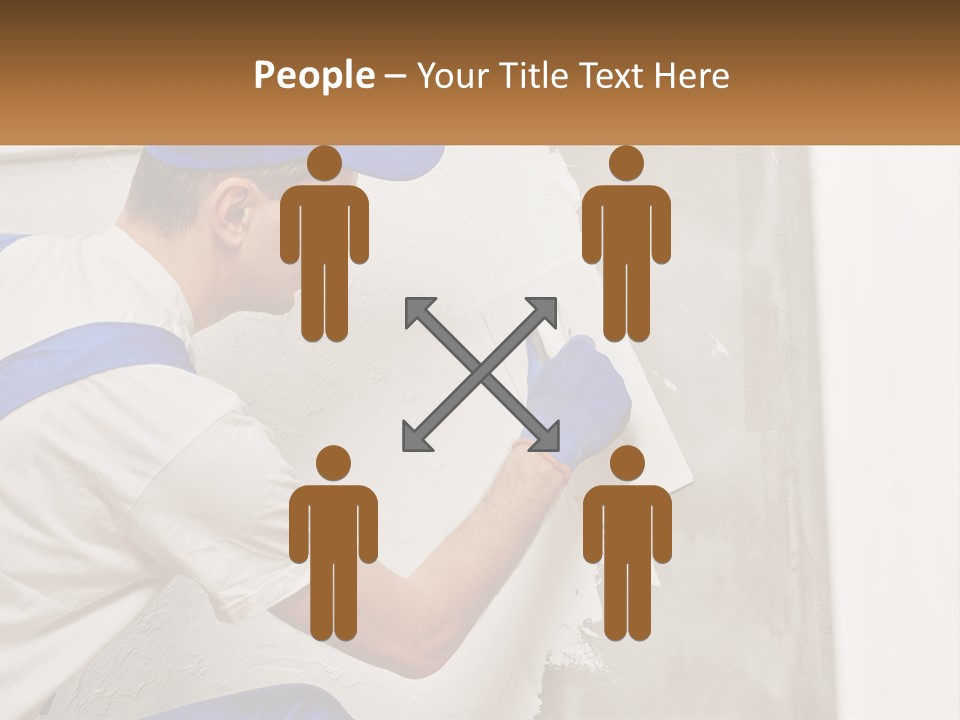 A Man In A Blue Hat And Blue Gloves Painting A Wall PowerPoint Template