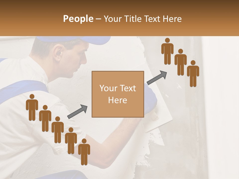 A Man In A Blue Hat And Blue Gloves Painting A Wall PowerPoint Template