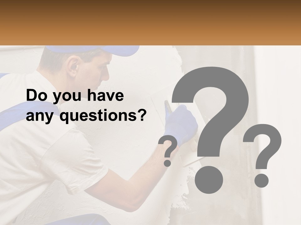 A Man In A Blue Hat And Blue Gloves Painting A Wall PowerPoint Template