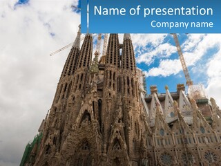 A Very Tall Building With A Sky Background PowerPoint Template