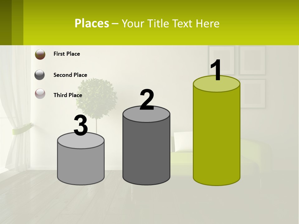 A Green Couch Sitting In A Living Room Next To A Window PowerPoint Template